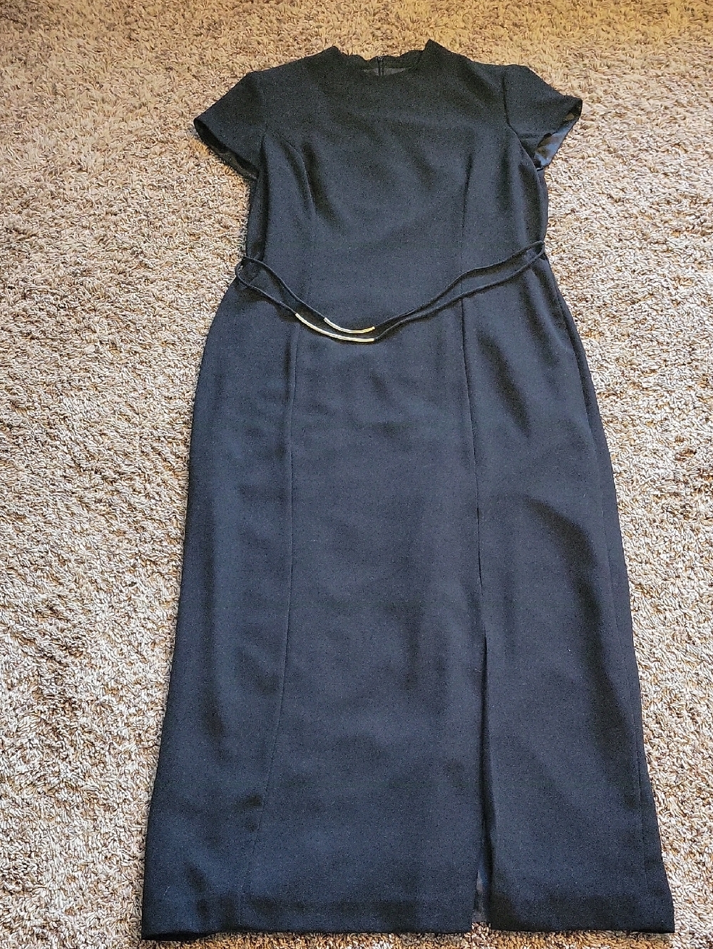 Vintage David Warren Black Sheath Dress with Decorative Belt Accent